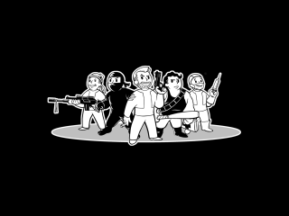Group people guns pointing dark 2 - a white outline free wallpaper