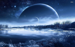 Blue planet lake distant star - a distant star in the sky free wallpaper