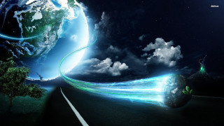 Planet road green arrow afrofuturism - a picture of a planet free wallpaper
