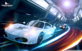 Car driving street tunnel lights - matte drawing free wallpaper