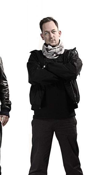Two men black jackets scarfs - two man free wallpaper
