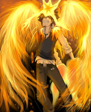 Man black shirt yellow wings - a black shirt free wallpaper