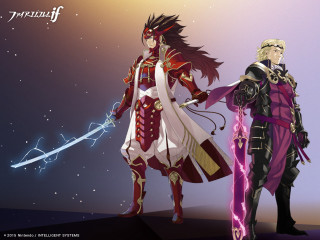 Anime characters purple background stars - official art free wallpaper for desktop