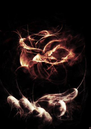 Hand cellphone illusion energy lightning - abstract illusionism free wallpaper