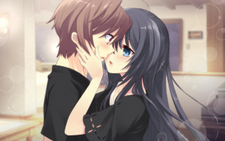 Anime girls hugging room table - a couple of anime girls free wallpaper for desktop