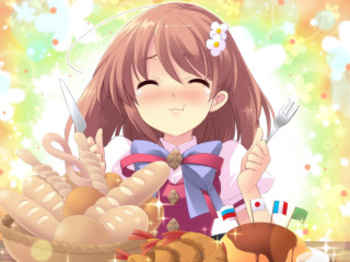 Girl fork knife plate food - a pastel free wallpaper