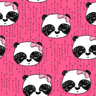 Panda bow pink stripes dots - pop surrealism free wallpaper