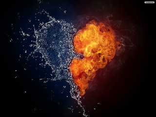 Fire water heart splash black 2 - neoromanticism free wallpaper