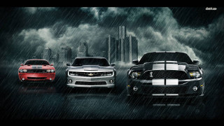 Three cars dark city storm - a.d.m. cooper free wallpaper