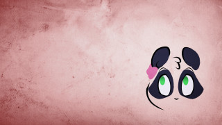 Panda green eyes pink background - loony toon free wallpaper