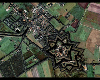 Satellite image city star shaped - aerial free wallpaper