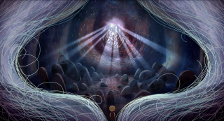 Person holding light center image - a painting of a person holding free wallpaper