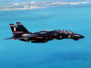Fighter jet ocean city blue 3 - a city in the background free wallpaper