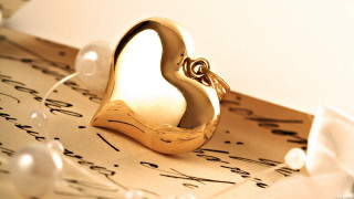 Gold heart paper writing pearls - paper free wallpaper