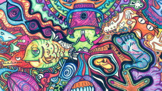 Colorful fish man hat fish - psychedelic free wallpaper