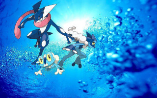 Cartoon characters swimming bubbles water - the water together free wallpaper
