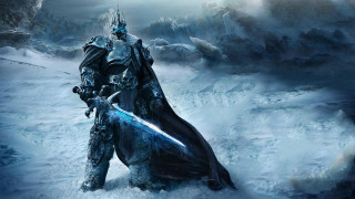 Man suit sword snow mountains 3 - epic fantasy free wallpaper
