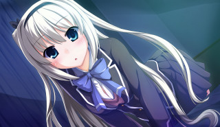 Anime girl white hair blue - long white hair free wallpaper