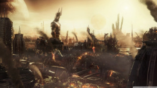 Futuristic city giant robot cityscape 2 - a giant robot free wallpaper