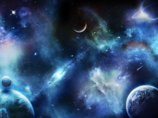 Space scene planets stars blue 2 - planet free wallpaper