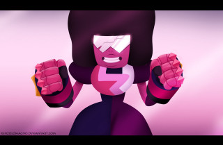 Cartoon pink black fist up - dom qwek free wallpaper
