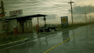 Car parked gas station rainy - a gas station free wallpaper