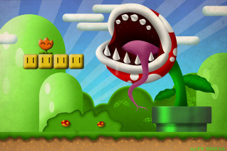 Cartoon monster mouth open teeth - tooth wide free wallpaper
