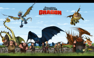 Cartoon characters dragon wallpaper mural 2 - a group of cartoon characters free wallpaper