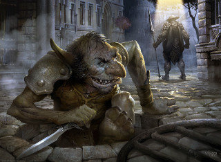Man knife demon cobblestone street - a man free wallpaper