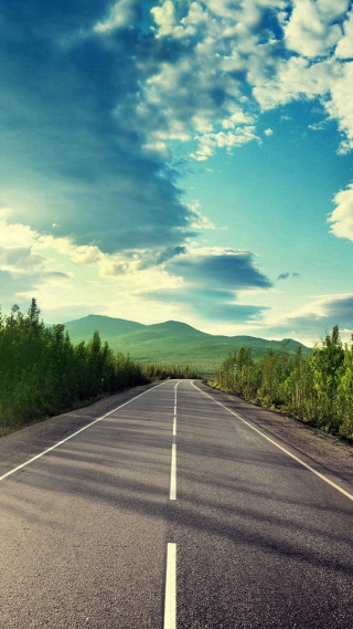 Long road clouds forest mountains - beautiful landscape free wallpaper