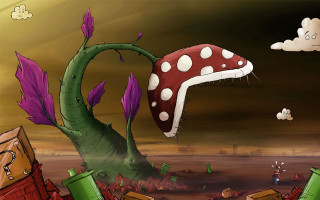 Mushroom flying trash cartoon man - a mushroom free wallpaper