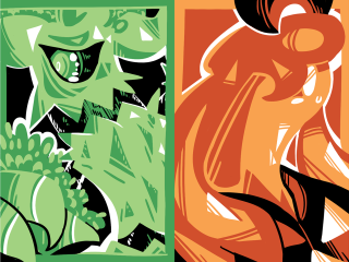 Abstract plants animals series color - flat color free wallpaper