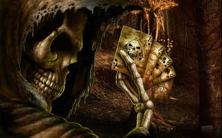 Skeleton holding card forest skull - a skeleton holding free wallpaper