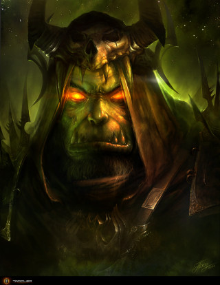 Horned man glowing eye painting - horn free wallpaper