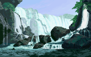 Waterfall background blue sky nature - du jin free wallpaper