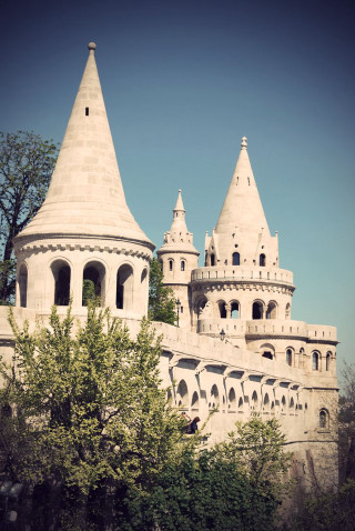 Castle clock tower side building 2 - free retro wallpaper