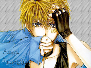 Blonde woman blue shirt gloves - woman free wallpaper