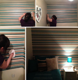 Woman light wall bedroom striped - blunt free wallpaper