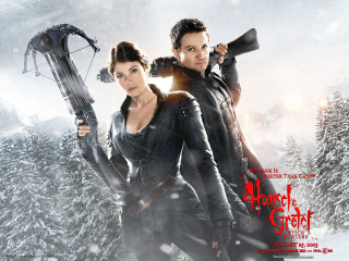 Man woman holding guns snowy - covered free wallpaper