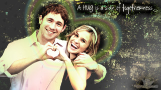Smiling couple heart quote together 2 - free love wallpaper