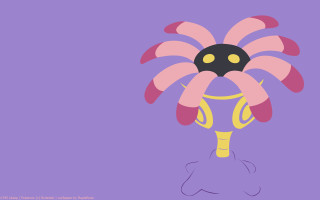 Cartoon flower black ball purple - a yellow circle free wallpaper