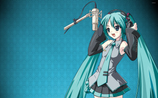 Girl blue hair microphone blue - blue hair holding free wallpaper