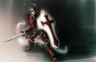 Man sword demon knee drawing - a rock free wallpaper