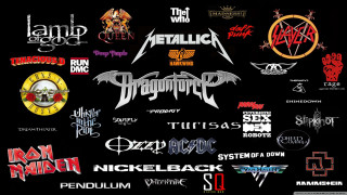 Logos group black background repeated - metal free wallpaper