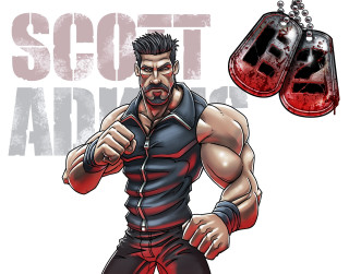 Man red boxing gloves shoulder - his shoulder free wallpaper