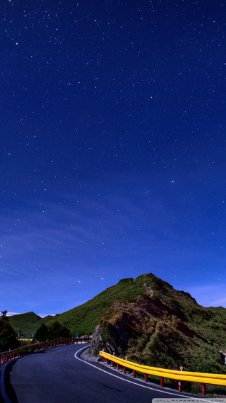 Road hill stars night full - cui bai free wallpaper