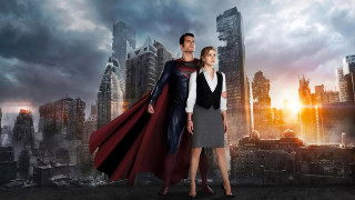 Business couple city skyline red - a red cape free wallpaper