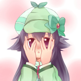Girl green hat dress blush - superflat free wallpaper