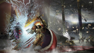 Man sword dark forest fire - a painting of a man holding free wallpaper