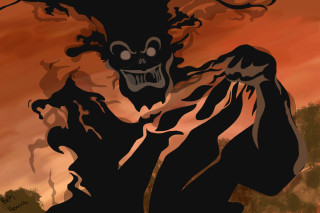 Creepy monster large head red - a large head free wallpaper
